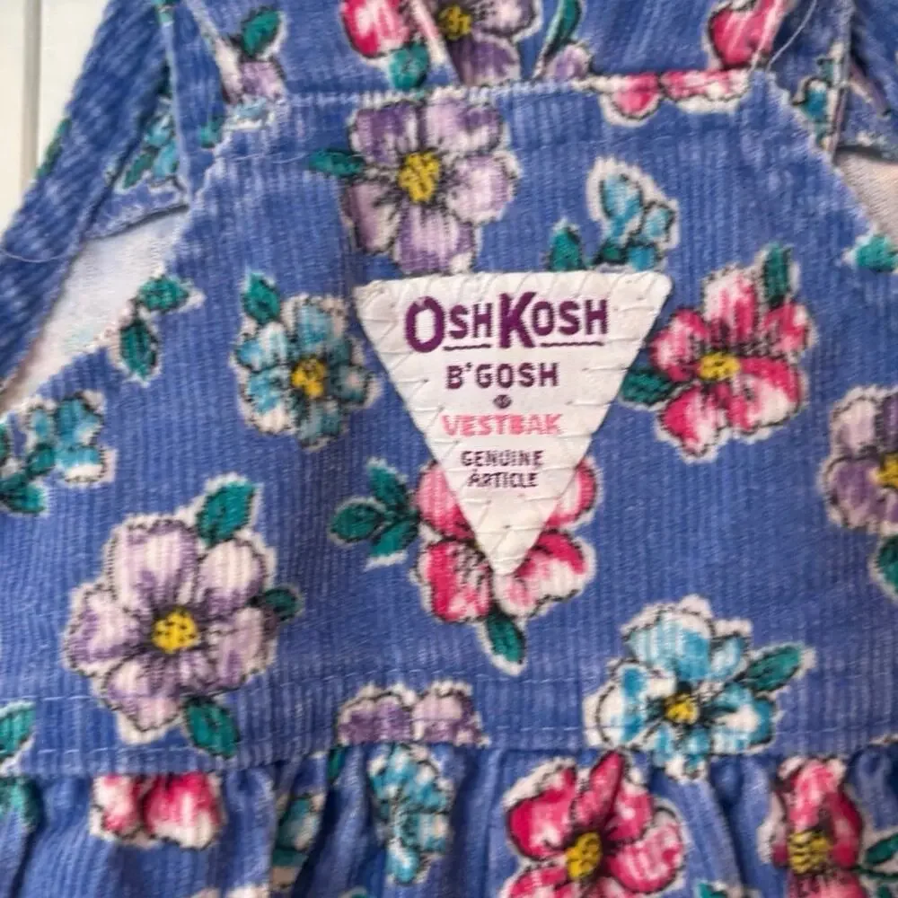 Osh Kosh Blue Floral Vintage Overalls Size‎ 18 Months
